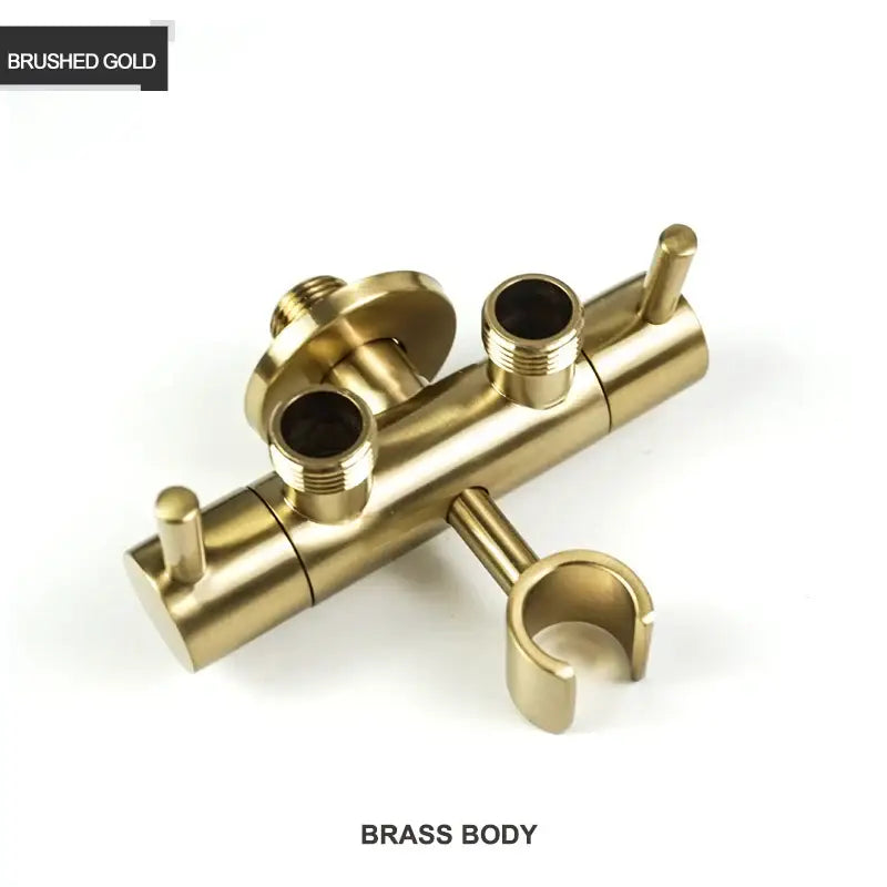 Modern gold brass bidet shower head with double valve for bathroom