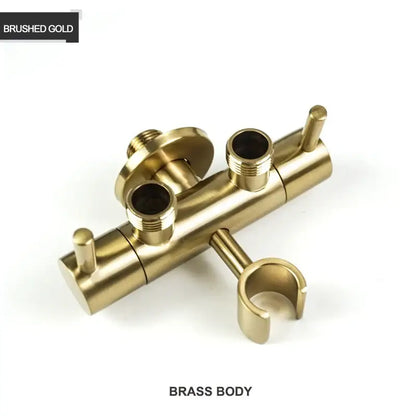 Modern gold brass bidet shower head with double valve for bathroom