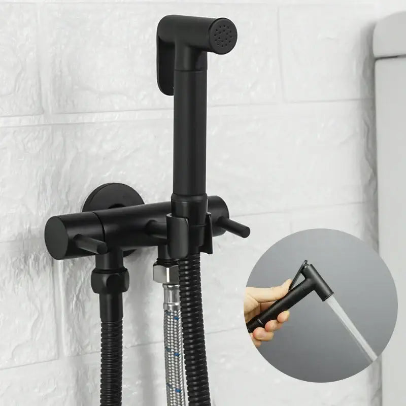 Modern gold brass bidet shower head with double valve for bathroom