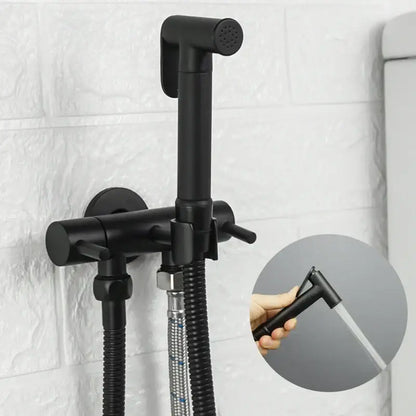 Modern gold brass bidet shower head with double valve for bathroom