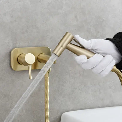 Modern gold brass bidet sprayer set – bathroom hot and cold faucet