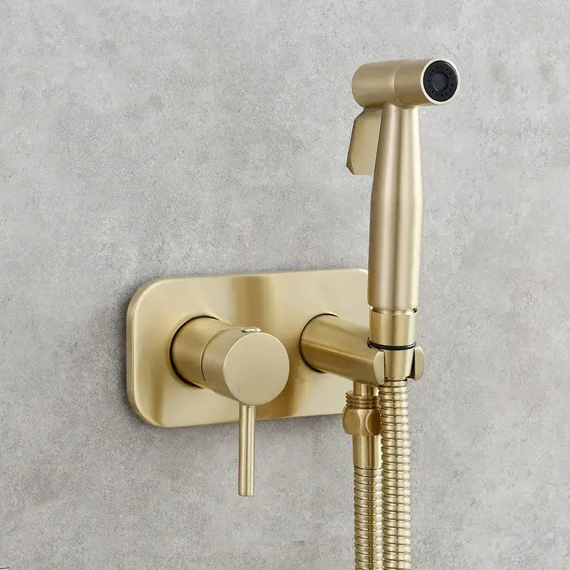 Modern gold brass bidet sprayer set – bathroom hot and cold faucet