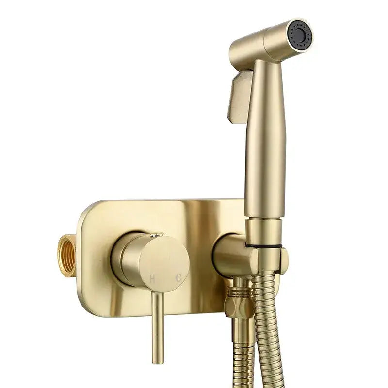 Modern gold brass bidet sprayer set – bathroom hot and cold faucet