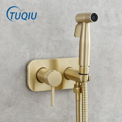 Modern gold brass bidet sprayer set – bathroom hot and cold faucet