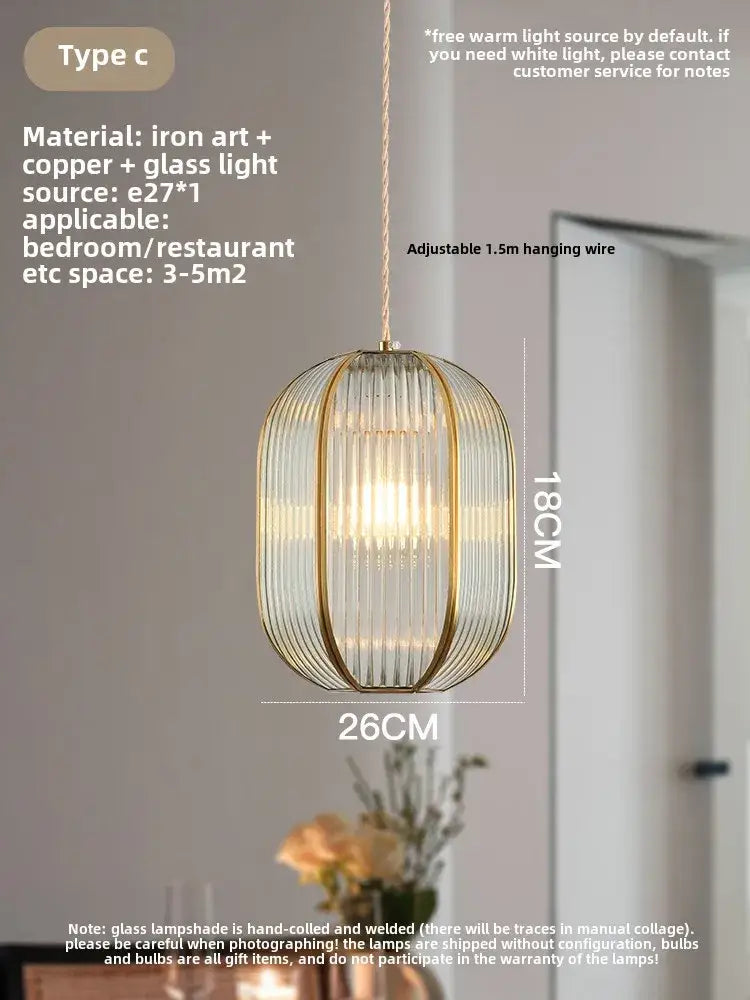 Modern gold brass glass restaurant light bedroom chandelier