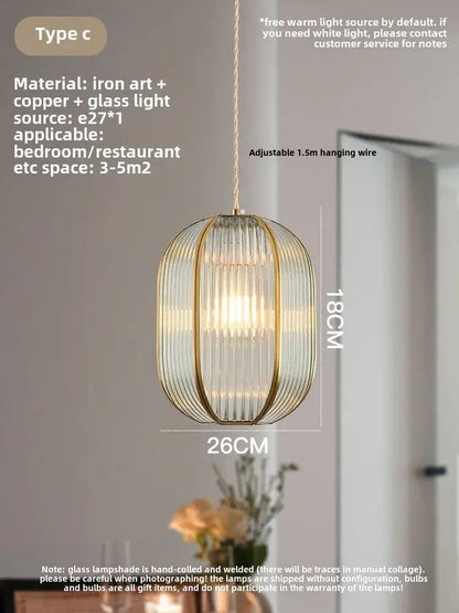 Modern gold brass glass restaurant light bedroom chandelier