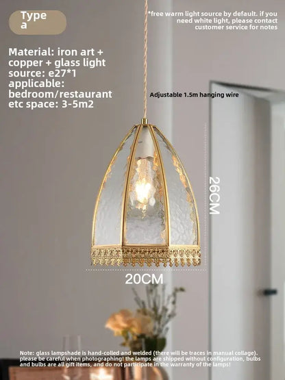 Modern gold brass glass restaurant light bedroom chandelier