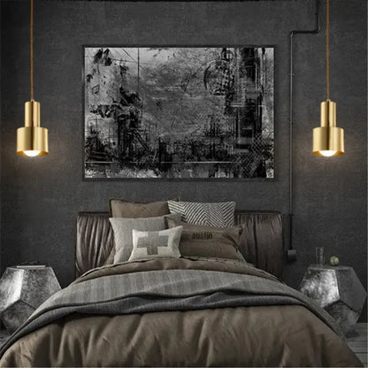 Modern gold brass trumpet pendant light bedroom cylindrical lamp