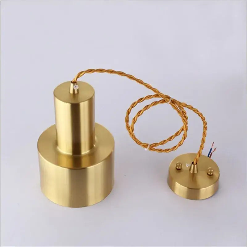 Modern gold brass trumpet pendant light bedroom cylindrical lamp