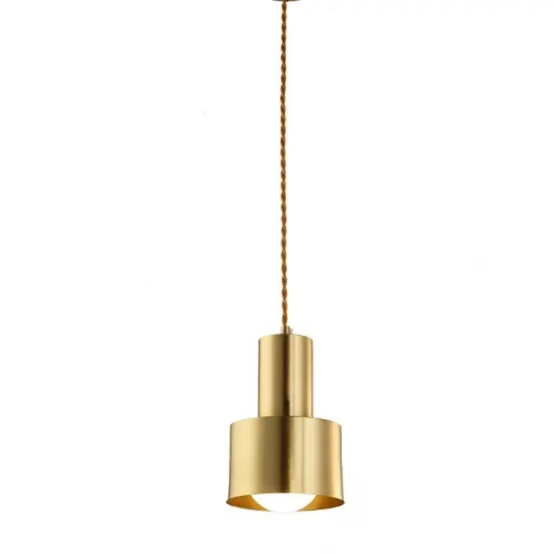 Modern gold brass trumpet pendant light bedroom cylindrical lamp