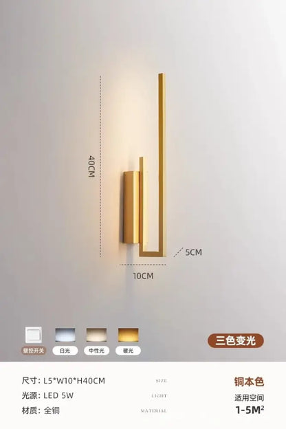 Modern gold brass wall light sconce bedroom frosted glass light