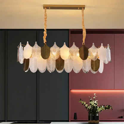 Modern gold & brown elegant glass ceiling chandelier living room