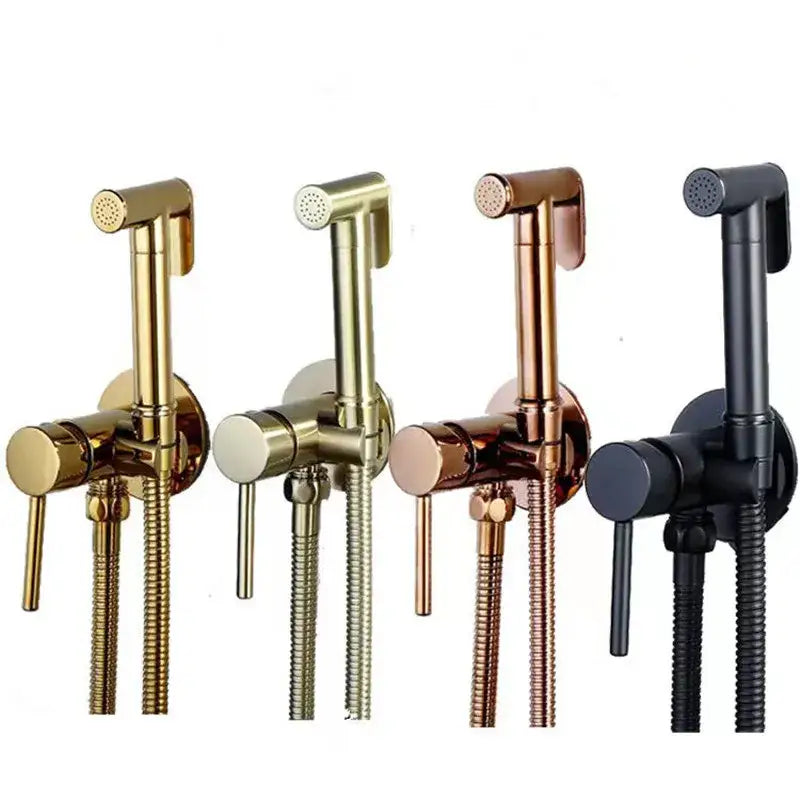 Modern gold brushed brass rose gold & black bidet sprayer set bathroom