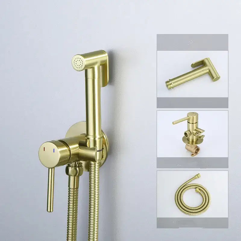 Modern gold brushed brass rose gold & black bidet sprayer set bathroom