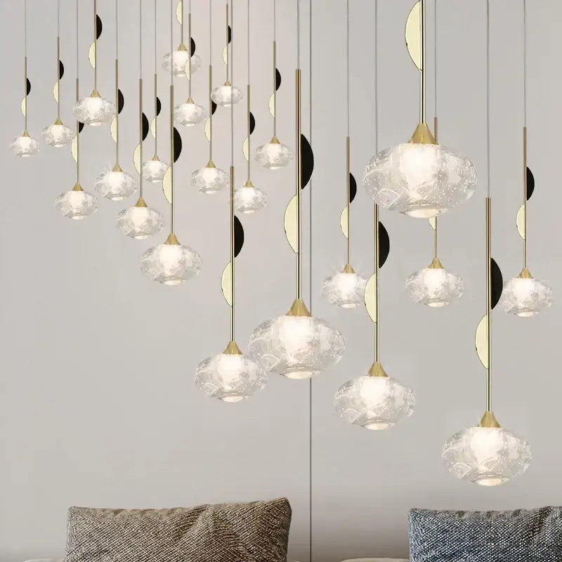 Modern gold bubble crystal pendant light for dining room