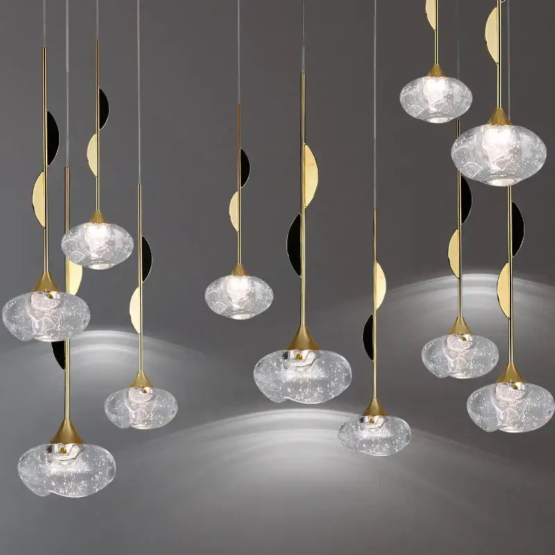 Modern gold bubble crystal pendant light for dining room