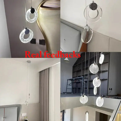 Modern gold bubble crystal pendant lights for living room