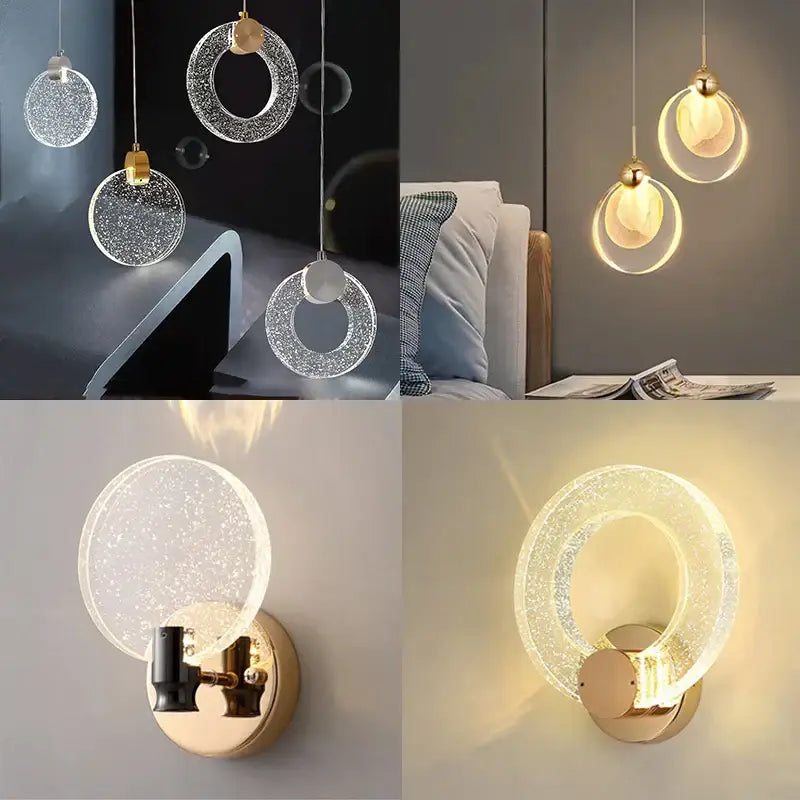 Modern gold bubble crystal pendant lights for living room