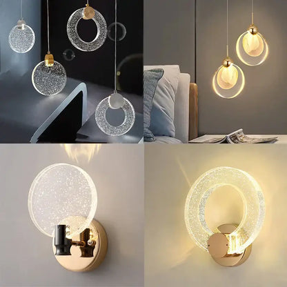 Modern gold bubble crystal pendant lights for living room