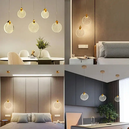 Modern gold bubble crystal pendant lights for living room