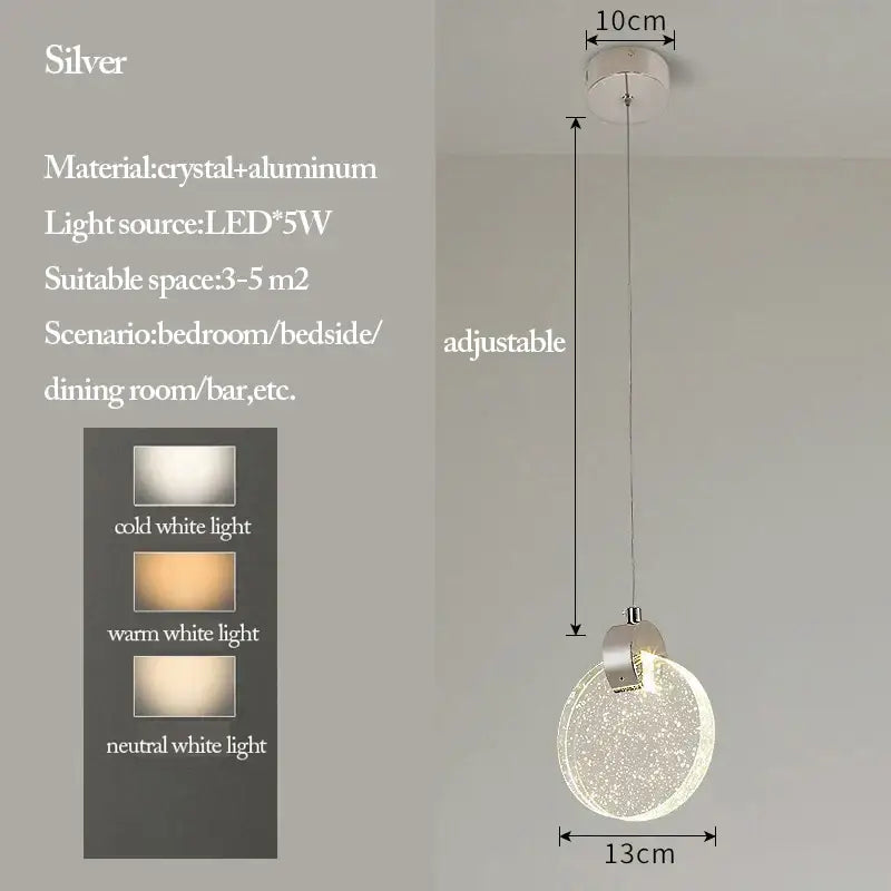 Modern gold bubble crystal pendant lights for living room