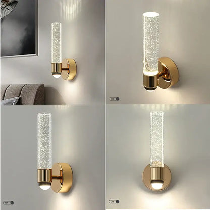 Modern gold bubble crystal wall sconces bedroom indoor light