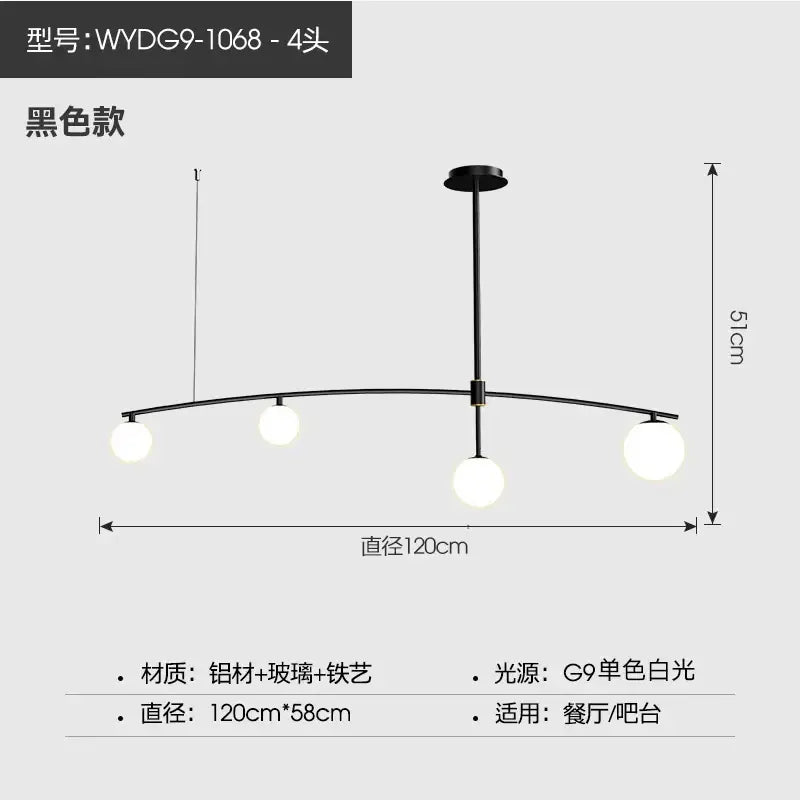 Modern gold bubble iron chandelier kitchen arc pendant light