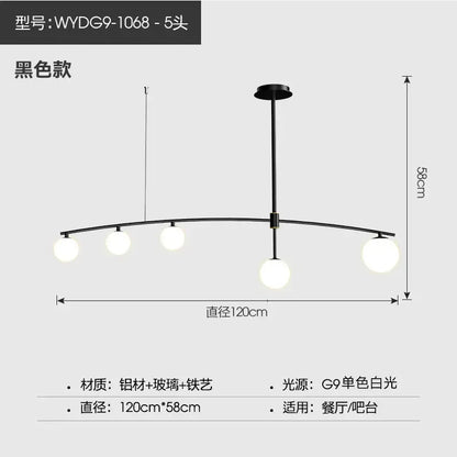Modern gold bubble iron chandelier kitchen arc pendant light