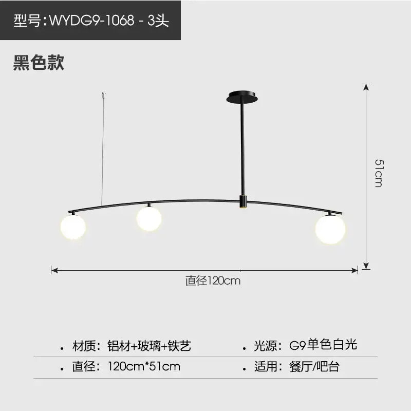 Modern gold bubble iron chandelier kitchen arc pendant light