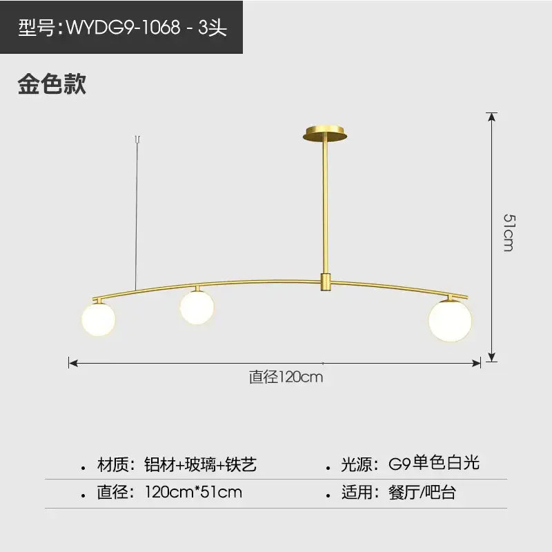 Modern gold bubble iron chandelier kitchen arc pendant light