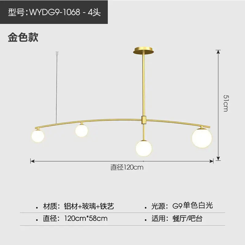 Modern gold bubble iron chandelier kitchen arc pendant light