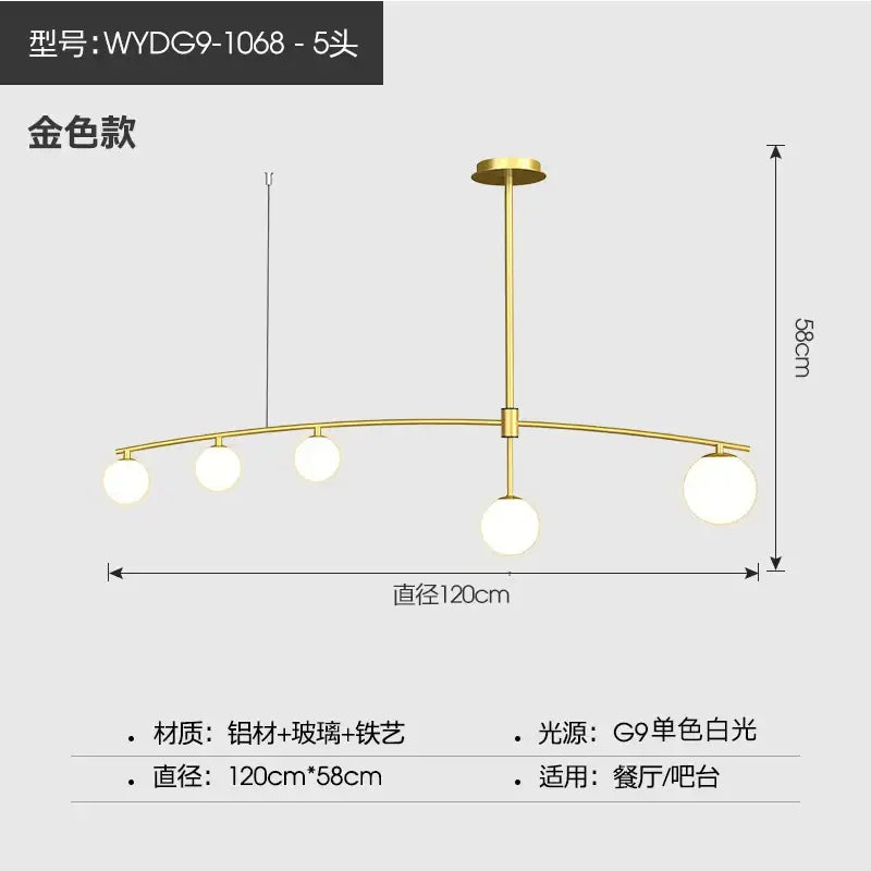 Modern gold bubble iron chandelier kitchen arc pendant light