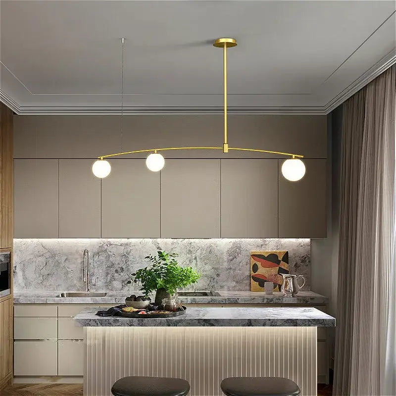 Modern gold bubble iron chandelier kitchen arc pendant light