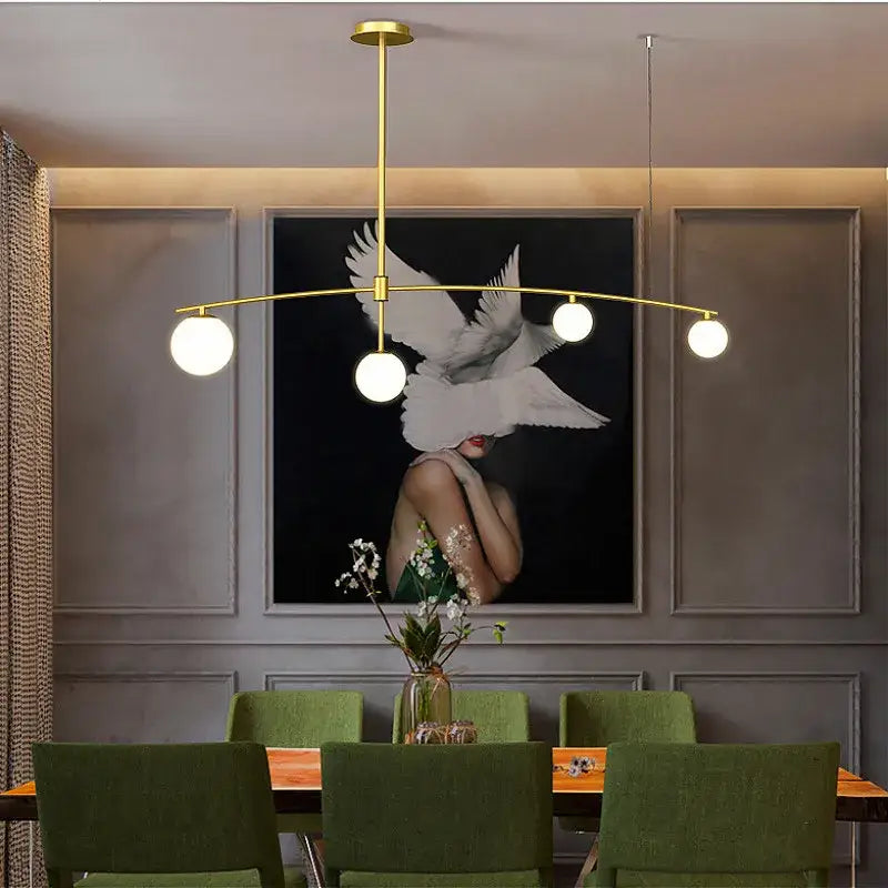 Modern gold bubble iron chandelier kitchen arc pendant light