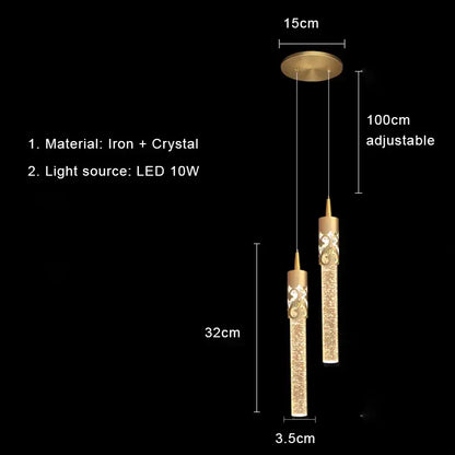 Modern gold bubbles crystal pendant light for living room