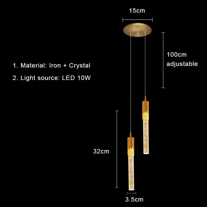 Modern gold bubbles crystal pendant light for living room