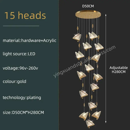 Modern gold butterfly acrylic chandelier living room pendant light