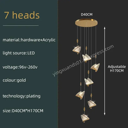 Modern gold butterfly acrylic chandelier living room pendant light