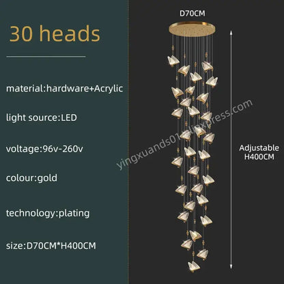 Modern gold butterfly acrylic chandelier living room pendant light
