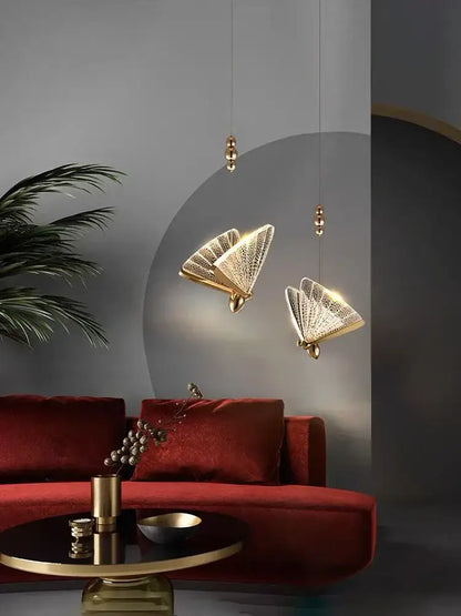 Modern gold butterfly acrylic chandelier living room pendant light