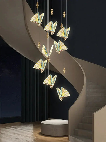 Modern gold butterfly acrylic chandelier living room pendant light