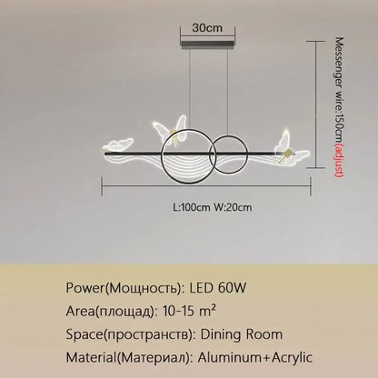 Modern gold butterfly chandelier dining room pendant light
