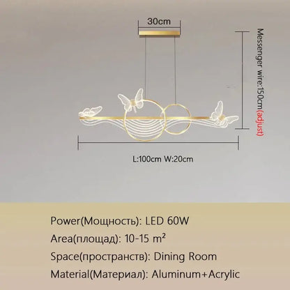 Modern gold butterfly chandelier dining room pendant light