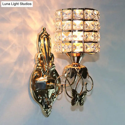 Modern gold butterfly crystal wall light fixture living room sconce