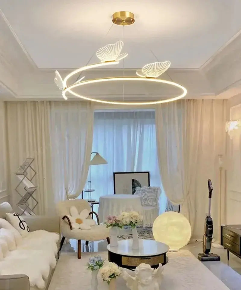 Modern gold butterfly design sense ceiling chandelier dining room