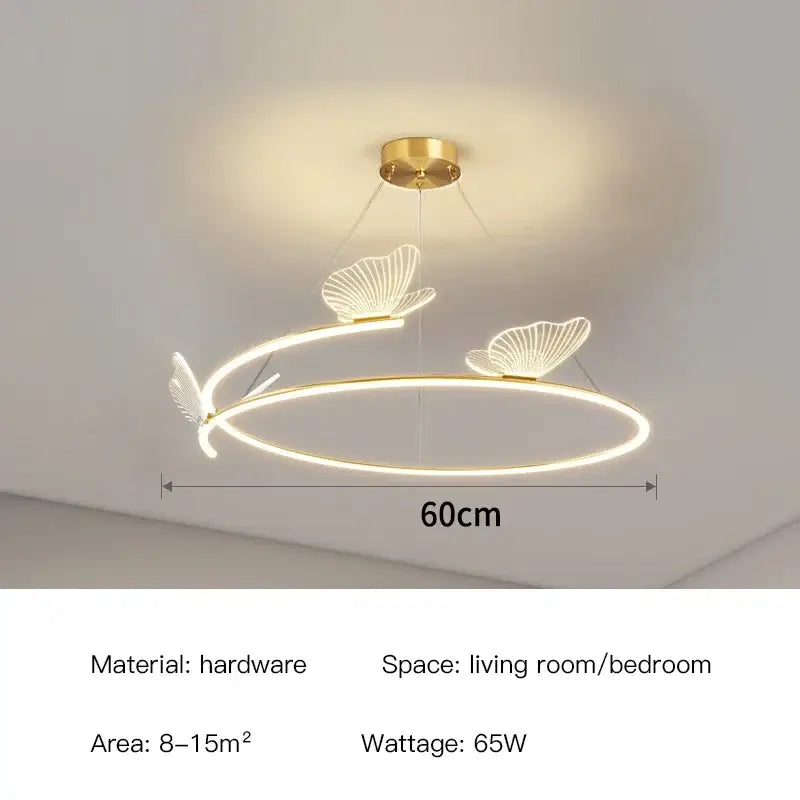 Modern gold butterfly design sense ceiling chandelier dining room