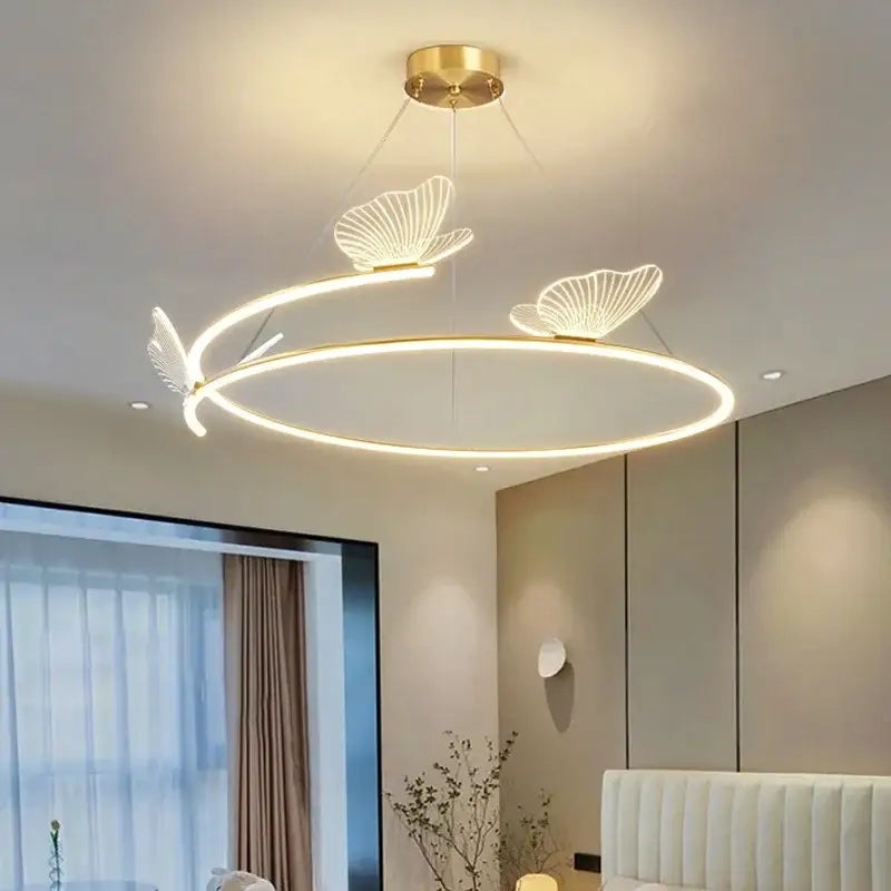 Modern gold butterfly design sense ceiling chandelier dining room