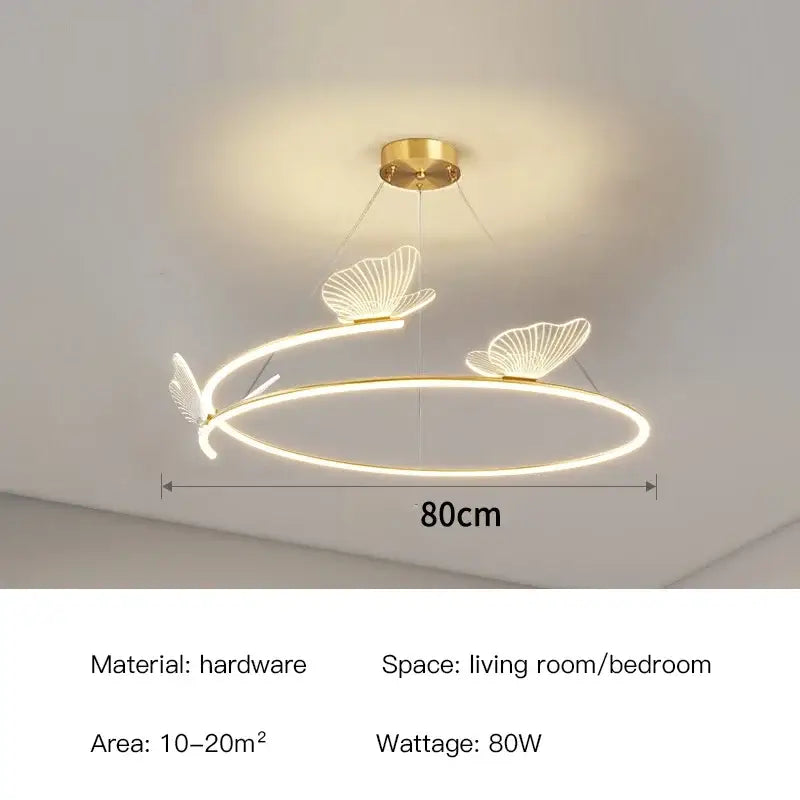 Modern gold butterfly design sense ceiling chandelier dining room