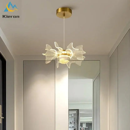 Modern gold butterfly led chandelier dining room glass pendant light