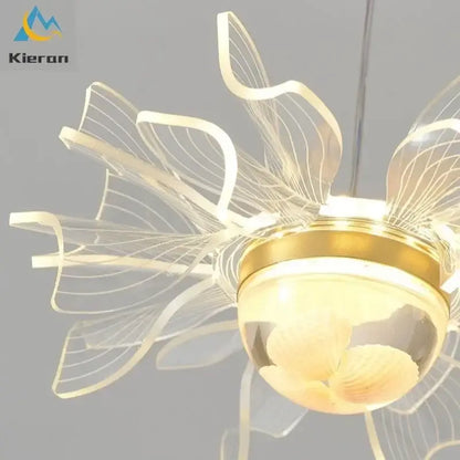 Modern gold butterfly led chandelier dining room glass pendant light